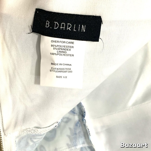 B Darlin Blue and White Bodycon Mini Dress Spaghetti Strap - Picture 5 of 7